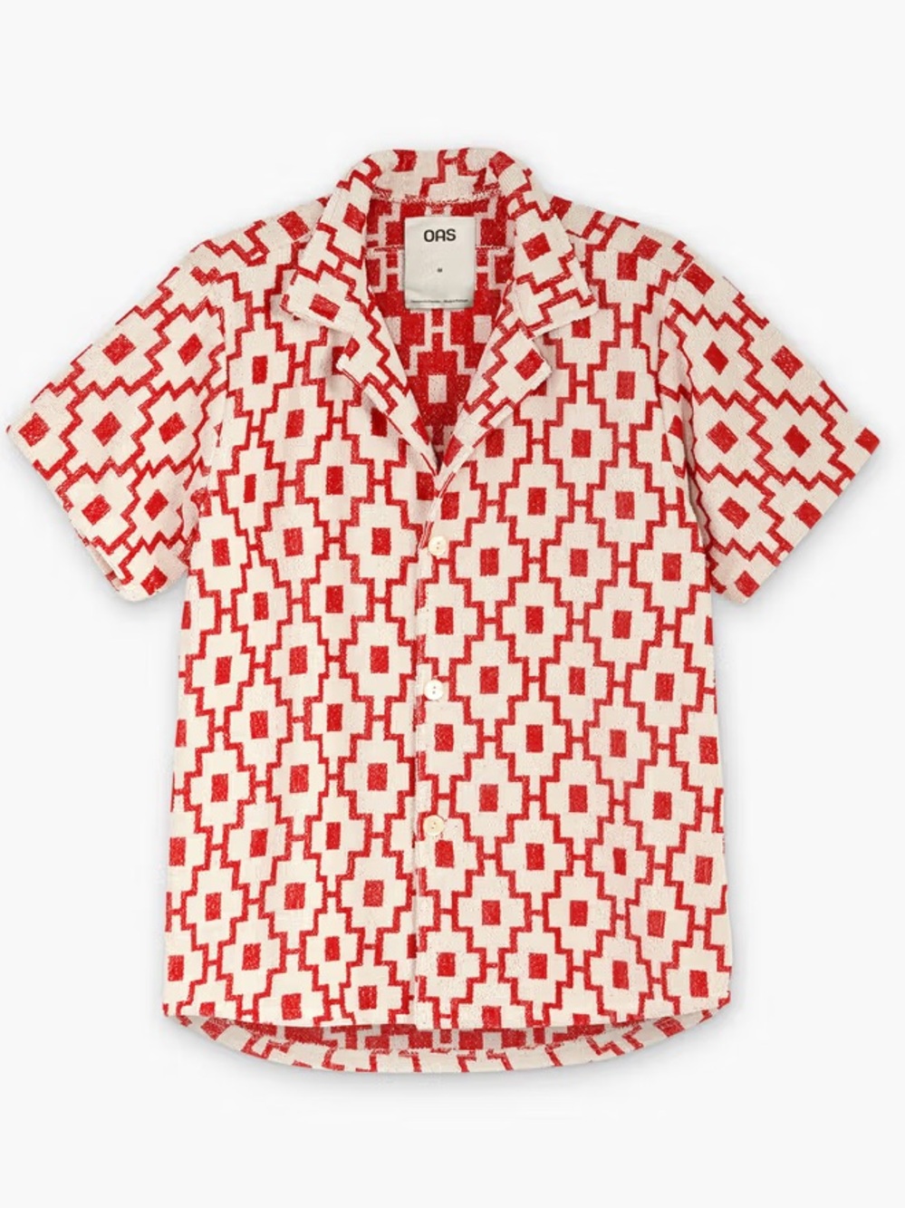 OAS white & red Machu cuba cabana terry shirt  unisex sz small made in Portugal